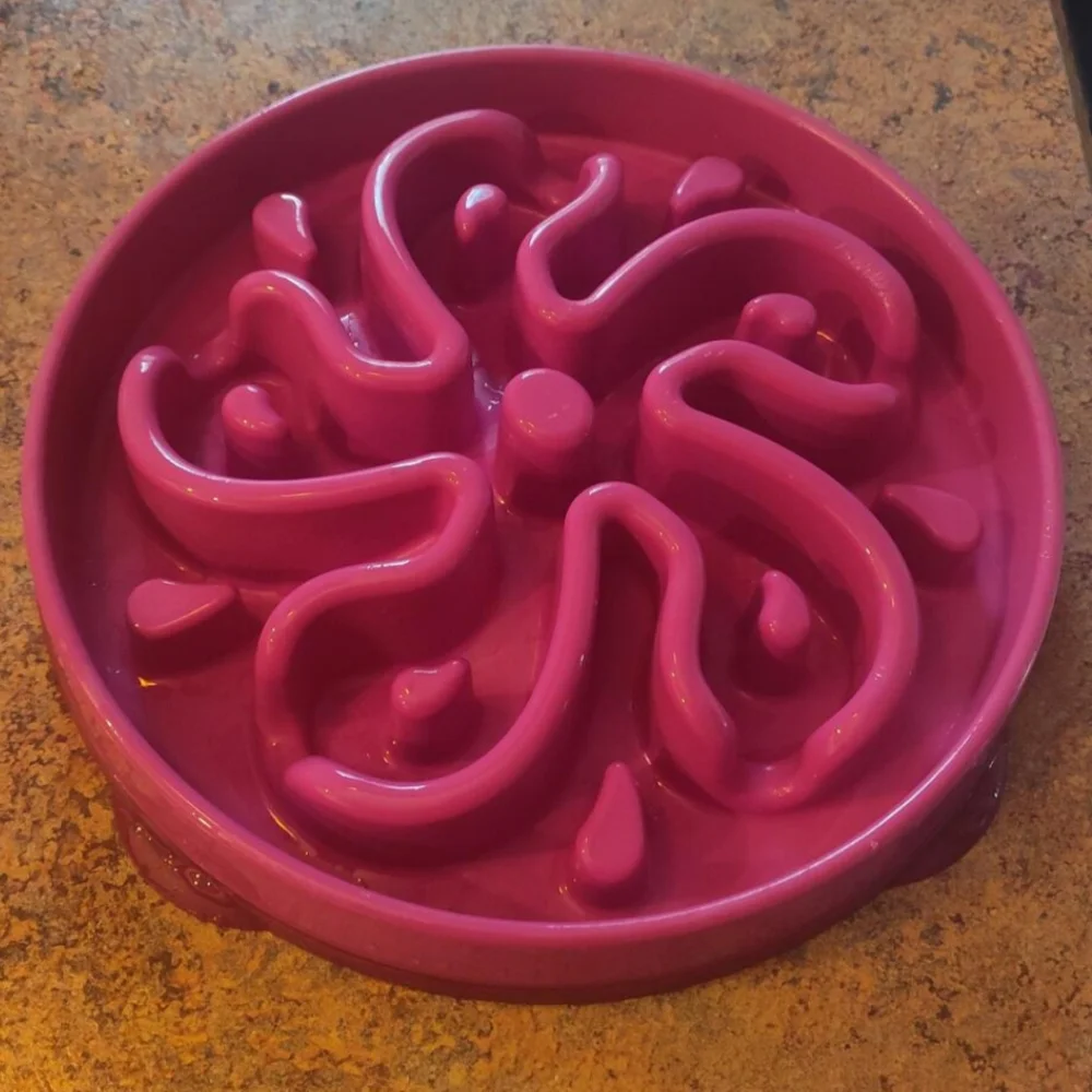 Large Pink Slow Feeder Dog Bowl